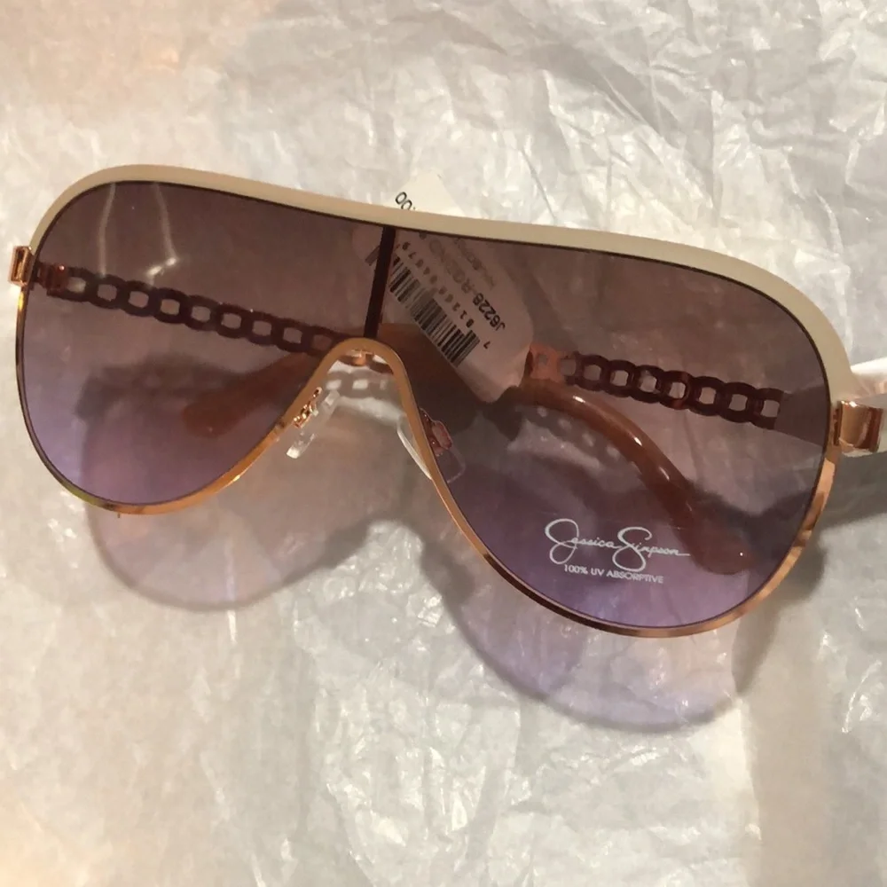 Jessica Simpson J6228 nude gray‎ rose gold Metal Shield Aviator Pilot Sunglasses